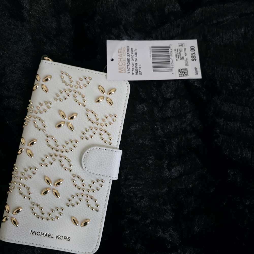 Michael Kors White and Gold Studded Wallet